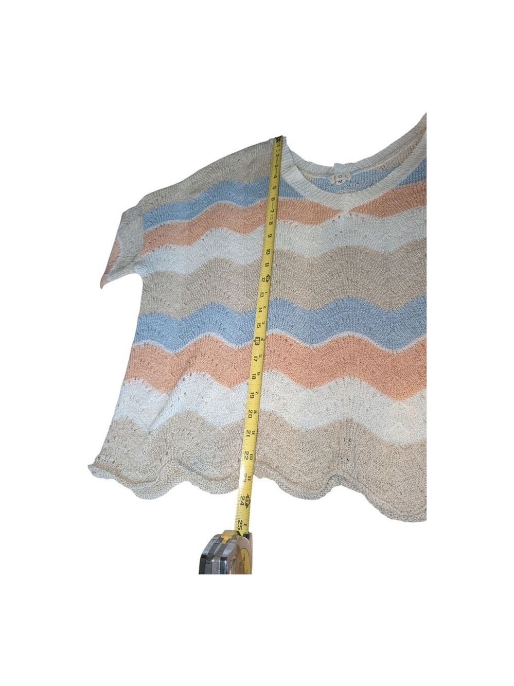 POL Pastel Scallop Knit Oversized V Neck Sweater Med - Picture 5 of 8